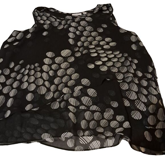 Susan Graver 24W Women's Sleeveless Blouse Black Circle Geometric Pattern - Picture 6 of 10